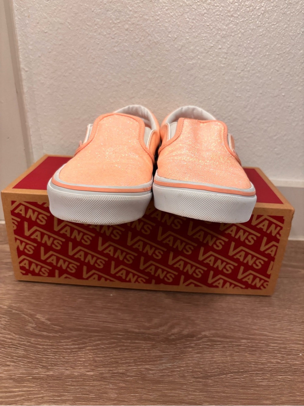 Vans Pinky Peach Glitter Slip-On Sneakers - Picture 5 of 6